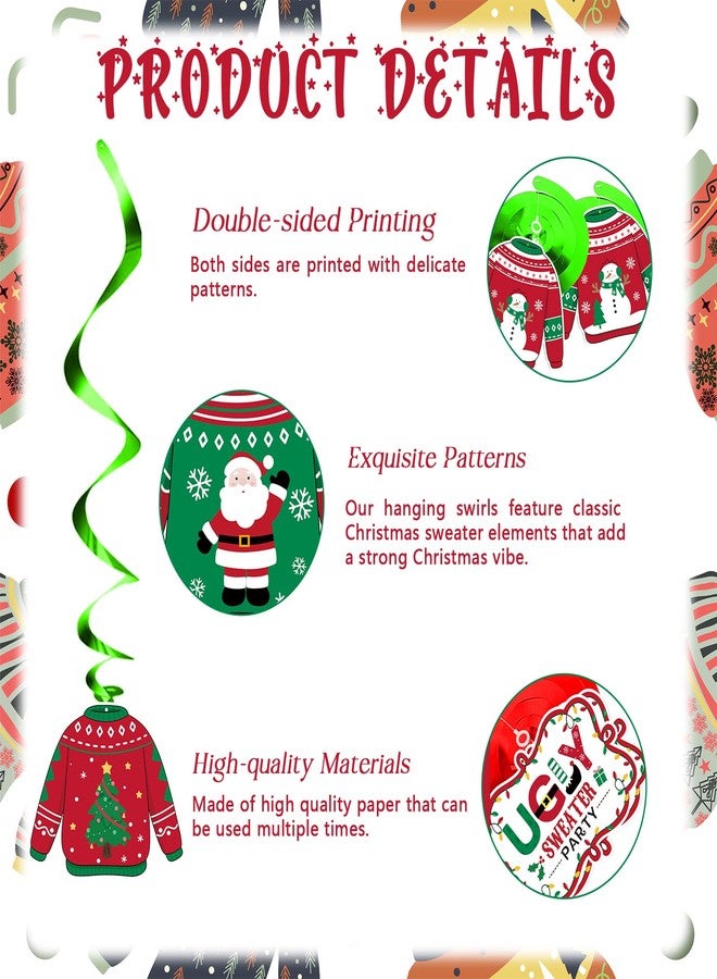 WEEPA 30 Pcs Ugly Sweater Christmas Party Decorations Ugly Sweater Hanging Swirls Christmas Cardboard Cutouts for Bulletin Board Party Decorations - Image 3